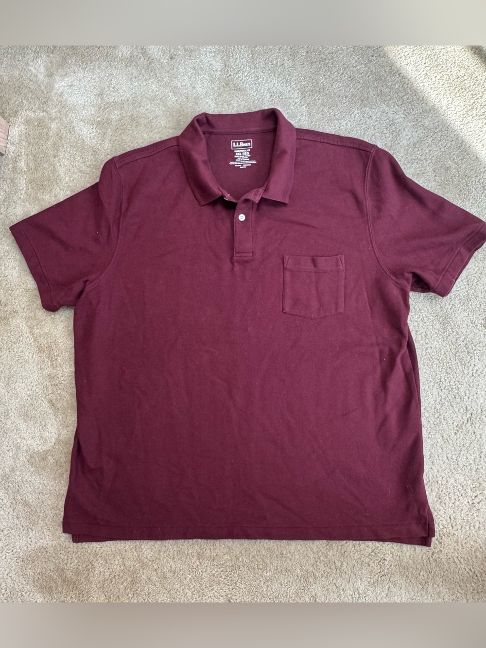 L.L. Bean Men's XXL Polo Shirt in Burgundy